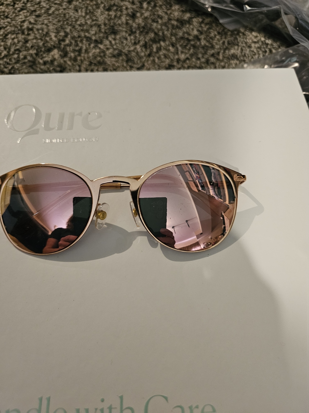 Foster Grant Rose Gold Frame Sunglasses with Pink Mirrored Lenses